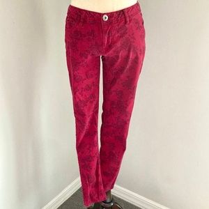 Mudd Burgundy Floral Skinny Jeans size 7